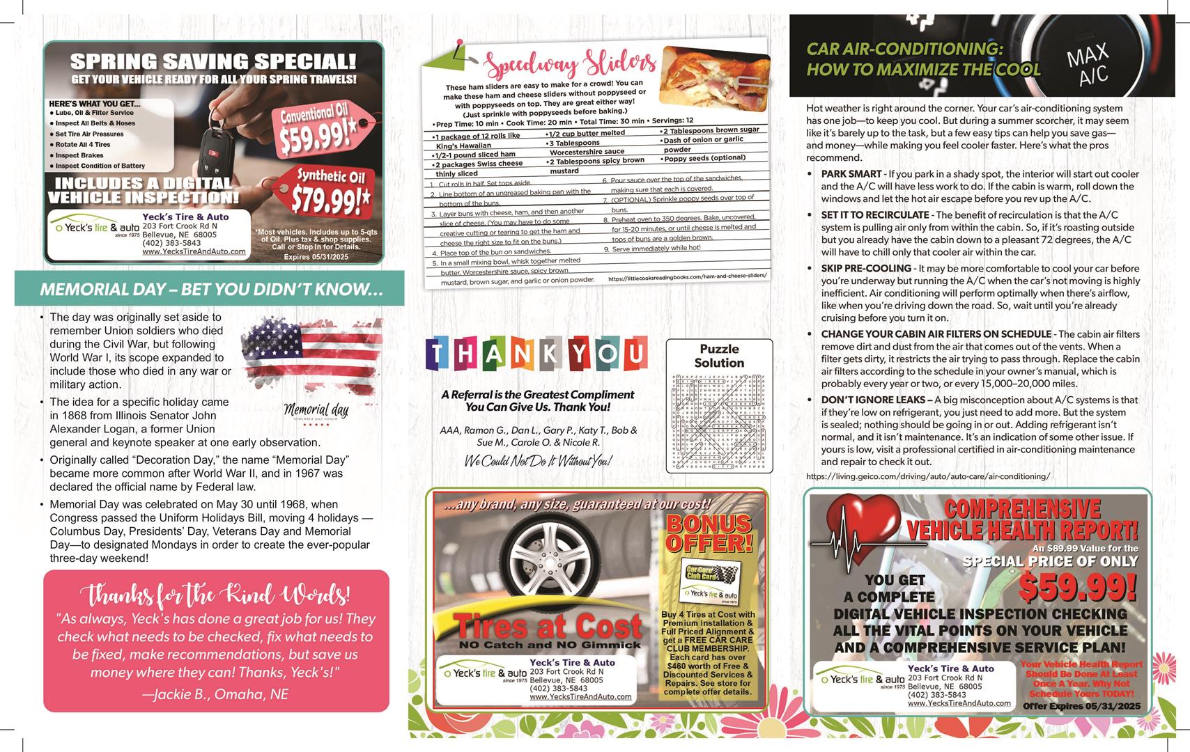 Monthly Newsletter Page 3 | Yeck's Tire & Auto