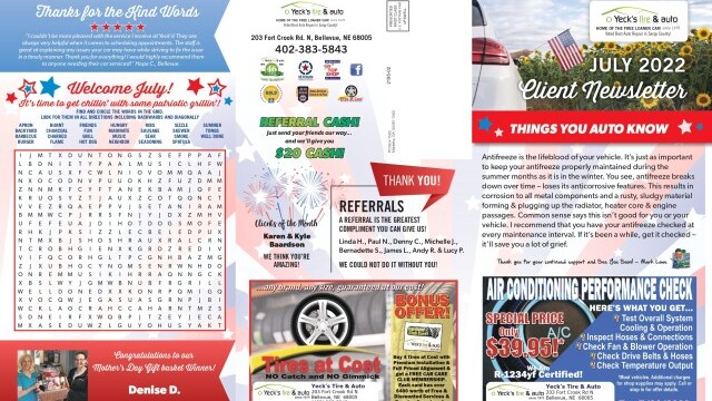Newsletter July 2022 Thumbnail | Yeck's Tire & Auto